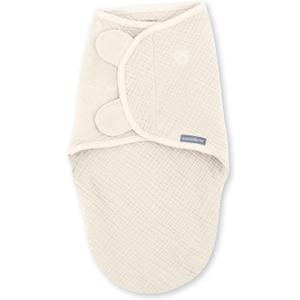 SwaddleMe by Ingenuity Muslin Original Swaddle, 100% Cotton, Size Small/Medium, for Ages 0-3 Months, 7-14 Pounds, Up to 26 Inches Long, 1.5 TOG - Cream