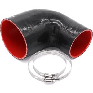 90 Degree 3 to 4 inch(76-102mm) Black Silicone Reducer Coupler Hose,4-Ply Reinforced,Length 4inch(102mm) with 2PCS Clamps Turbo/Intercooler/Intake Piping Reducer Coupler