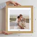 Hongkee 12x12 Picture Frame Set of 4 - Made of Glass and Natural Oak Wooden Frame, Display Square Pictures 10x10 with Mat or 12 x 12 without Mat, Desktop & Wall Collage Photo Frame, 12x12 in