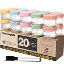 20 Pack Glass Baby Food Storage Containers, 4 oz Leakproof Baby Food Jars with Lids, Small Glass Food Containers for Infant Baby, Freezer & Microwave Safe, BPA Free