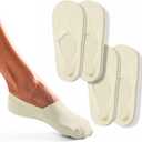 ONDO Merino Wool No Show Socks - Invisible in Athletic Shoes - Breathable, No-Slip - 4 Pack (Medium, Natural Beige)