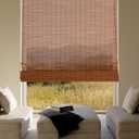 24''W X 72''H Cordless Bamboo Roman Shades, Light Filtering Roll Up Bamboo Matchstick Blinds for Interior Window Home Patio Porch, Yellow Brown