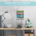 EasyPAG 5 Tier Wall File Holder, Mesh Hanging Folder Organizer with Classify Label, Versatile Desk File Holder, Vertical Wall Mounted Mail Organizer for Office Home Cubicle, Silver