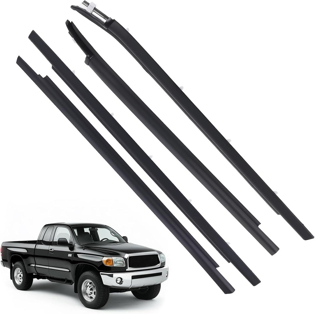 maXpeedingrods Door Belt Window Molding Weatherstrip Trim Seal Belt Rear Compatible with Toyota Tundra 2000-2006 Double Cab Replace 75740-0C022 75730-0C022 75720-0C010 75710-0C010
