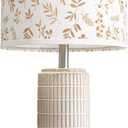 PoKat 23'' Dried Flowers Table Lamp for Bedroom Nightstands, Birthday Gifts for Women Mom, House Warming Gifts New Home Decor, Ceramic Lamp for Living Room Nursery, Modern Bedroom Lamp for Dresser