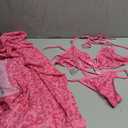 Avidlove Women Sexy Lingerie Set 3 Piece Mesh Kimono Robe with Bra and Panty Sheer Sleepwear (Pink, XL)