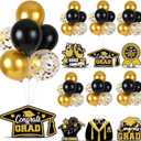 6 Sets Black Gold Graduation Balloon Stand Kit for Table Decorations Class of 2025 Congrats Grad Table Centerpiece Grad Prom Themed Decoration for Grad School & College Ceremonies Party Supplies
