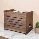 Wooden Router Storage Box - Decorative Wall-Mountable Modem Shelf for Home Organization, Dark Oak, Easy to Install, Cable Management System for up to 11" Tall Routersundefined