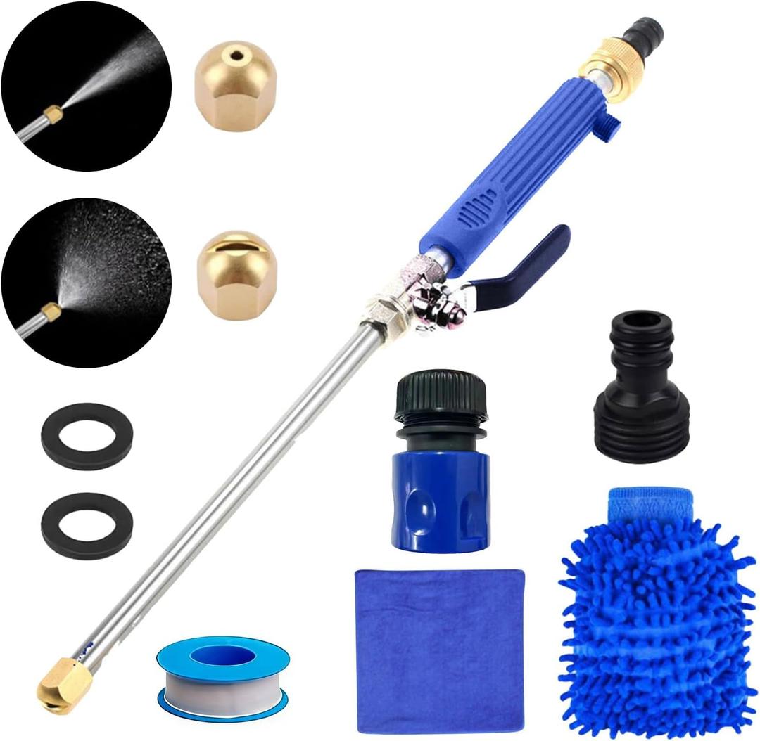 High-Pressure Power Washer Wand – Metal Water Jet Nozzle with 2 Spray Tips – Heavy-Duty Hose-End Sprayer for Car Wash, Patio, Deck & Sidewalk Cleaning, 20 × 2 × 16 inches