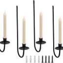 Wall Candle Holder Set of 4, Modern Candle Sconces Wall Mount Metal Holders Hanging Candle Pillar Holder for Living Room, Wedding, Farmhouse, Fireplace, Matte Black