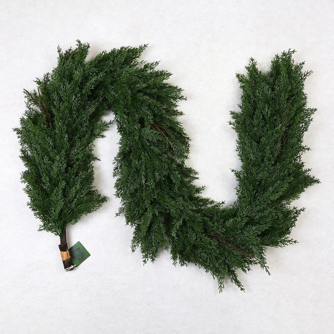 Artificial Christmas Garland  6FT Real Touch Norfolk Pine Garland, Greenery Winter Decoration for Mantle, Table, Fireplace, Indoor & Outdoor Use (1, 6FT)