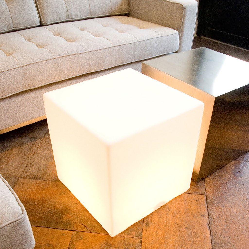 Mr.Go 20-inch LED Lighted Cube Table, Large LED Cube Chair Light, 16 RGB Colors Glowing Cube Seat w/Remote - Rechargeable - Waterproof - Home Outdoor Patio Pool Bar Stage Party Lighting Decoration (Cube 20-inch)