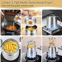 119oz 304 Stainless Steel Deep Fryer Pot with Basket & Strainer, Large Capacity Bacon Grease Container for Kitchen,Frying, Cooking, Camping,Oil Filter Container - Dishwasher Safe (119oz/3.5L/3.7Qt)