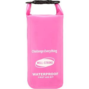 Boat First Aid Kit Waterproof, WELL-STRONG Marine Emergency Kit with Roll Top Dry Bag for Boating Fishing Kayaking Water-Resistant Contents for Camping & BeachPink