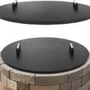1MORE Fire Pit Lid Round 38" - Metal Firepits Cover with Wooden Handles for Patio Firepits,Rust Resistant 1.5mm Fire Pits Metal Lid, Firepits Accessory, Fire Pits Cover Round, All-season Protective