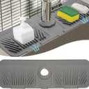 Silicone Faucet Mat for Kitchen Sink, Perfect Valentines Day Gift, Sink Protector Splash Guard Drip Catcher Tray, Soap Sponge Holder Drying Mat, Fits Faucet Base 2.3in (Gray) (17.5" x 5.5")