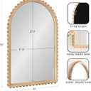 Kate and Laurel Beadbrook Modern Beaded Arched Mirror; 20 x 30; Natural Wood; Transitional Arch Wall Mirror for Use as Bathroom Mirror or Entryway Mirror Decor