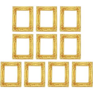 Uxcell 10pcs Vintage Resin Picture Frames, Mini Tiny Photo Frame Rectangle Jewelry Display Prop for DIY Table Top Photography Wedding Decor, Gold, 1.5 x 1.2