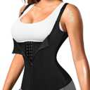 Nebility Waist Trainer for Women Corset Shapewear with Zipper Women's Waist Cincher Tank Top with Adjustable Straps (X-Large, Black)