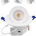 Adetu Led Recessed Lighting 6 inch, 360+90 Adjustable Directional Gimbal 6 inch Led Recessed Light, 2700K-5000K 5CCT Dimmable Retrofit Eyeball Can Recessed Lights with Jbox, ET (White,1 Pack)