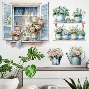 Arawat Flower Wall Murals Peel & Stick Wall Decals & Stickers for Bedroom & Living Room - Botanical Style - PVC Material - Indoor Use - Reusable