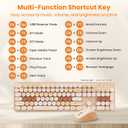 TECKNET Colorful Wireless Keyboard and Mouse Combo, Dual Bluetooth & 2.4G, Quiet Retro Typewriter Style, Full Size Bubble Keyboard with Number Pad, Aesthetic Desk Set for Laptop, PC, and Office Use (Cream Peach)