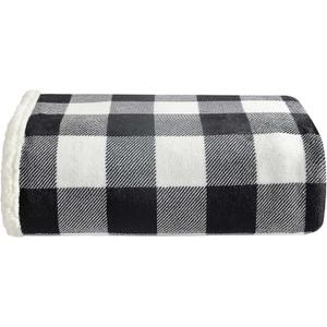Eddie Bauer - Throw Blanket, Reversible Sherpa Fleece Bedding, Buffalo Plaid Home Decor for All Seasons (Black Check, Throw)