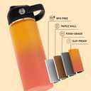 Fijinhom 18oz Insulated Stainless Steel Water Bottle, Wide Mouth Double Wall Vacuum, Silicone Straw, Sweat & Leak Proof, BPA Free Insulated Water Flask for Travel, Keep Cold 24h Hot 12h, Orange