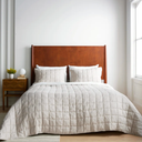 EVERGRACE Cotton Sateen Pick-Stitch Quilt Set King Size – 100% Cotton Lightweight Coverlet Bedding, Pre-Washed Oversized Bedspread, Breathable All-Season Quilt Set with 2 Shams, Parchment | Pick-Stitch Design, Luxe Cotton Sateen, Double Sided, 100% Cotton, Oeko-Tex Certified, Lightweight