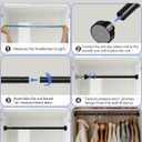 No Drilling Closet Rods for Hanging Clothes, Non Slip Tension Rod with Heavy Duty Clothes Hanging Rod, 17-28 Inches Adjustable Spring Closet Rod for Closet Wardrobe Bathroom Laundry RV, Black