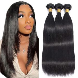 12 14 16 Inch Straight Bundles Human Hair Black Natural Color Bundle Brazilian Unprocessed Virgin Hair 150g/3 Bundles Straight Human Hair Weave