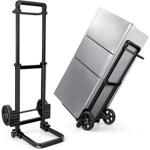KEDSUM Dolly Cart with Wheels, Upgrade Labor-Saving Folding Dolly with Training Wheels, Heavy Duty Hand Truck Cart with Pedal Rod,Thickened Iron Pipe for Moving, Furniture, Warehouse Use