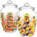 2 Pcs 74 oz Glass Candy & Cookie Jars with Airtight Lids, Decorative Apothecary Jars, Candy Buffet Containers for Kitchen Counter, Clear Food Storage Canister Home Decor