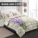 Comforter Set Queen Size, Vintage Lavender Flower 7 Pcs Bedding for Kids and Adults, Retro Botanical Plant Bed Sheet Sets with Fitted Sheet 2 Pillowcases & 2 Shams for Bedroom Bed Decor