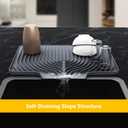 Silicone Drying Mat for Kitchen Counter , Dish Drying Rack Matt with Built in Drain, Small Dry Mats for Dishes Drying Pad for Kitchen Counter (2015.7inch Extra Large, gray)