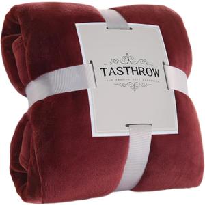 TASTHROW Burgundy Throw Blanket 50x60 Inches, Soft Plush Cozy Fleece Flannel Throw Blanket, Lightweight Warm Throws for Bed, Couch, Bedroom and Living Room, All Seasons