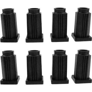Square castor sleeve Square caster socket inserts cap Plastic caster sleeve round insert Bolt castor sleeve Inner rod circleBLACK-8PCS