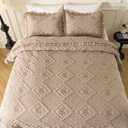 BOV Gray King-Size Ruffle Comforter Set - 3-Piece Bedding Set with Pillow Shams - 106x96 Inches - Elegant Shabby Chic Comforter for French Country & Farmhouse Style (Grey)