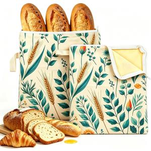 Reusable Beeswax Bread Bag for Homemade Bread, Extra Large 13"x17" Cotton Sourdough Bread Storage Bags, Wide-Opening L-Zipper Beeswax Bread Keeper for Baker Essentials (2 Pack)