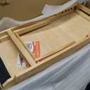 Pathosio Pets Adjustable Dog Ramp for Bed - Foldable Wooden Ramp for Dogs to Get on Bed, Couch, or Car - Ideal for Small, Medium, and Large Breeds (Natural Wood with Grey Carpet)