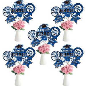 30 PCS Graduation Party Decorations Congrats Grad Table CenterpieceGraduation Table DecorationsCongratulate Graduation Centerpiece Sticks Table Toppers for Graduation Party(Blue,Black