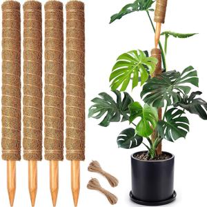 4 Pack 22 Inch Moss Poles, Stackable Moss Pole for Plants Monstera, 70 Inch Tall Moss Poles for Climbing Plants Indoor, Coir Totem Plant Support Stakes Stand for Potted Plants, Pothos