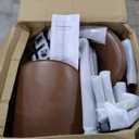 Counter Height Barstools 26 inch Upholstered Swivel Bar Stools with Back and Wood Legs for Kitchen Island, Set of 3,Brown PU Leather-Armless