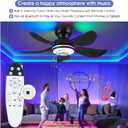 Kviflon 36" Ceiling Fans with RGB Lights Remote/APP Control, Small Ceiling Fan, 3 CCT Dimmable White Lights+RGB Ring Lights+Music Player, 5 Reversible Plastic Blades 6 Speeds for Kidsroom, Black