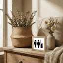 Bathroom Decor, Farmhouse Wood Sign with Featuring Patterns of Man Woman and Cat, Decorative Wooden Block Sign for Bathroom, Home Decor Gift for Friends Cat Lovers Family 5.9X5.9X0.7inches (Style 01)