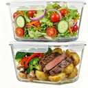 2 Pack Large Glass Food Storage Containers with Lids 85oz/10.5cup Big Airtight Storage Containers for Rotisserie Chicken Meal Prep Leftovers, BPA Free & Leak Proof, Microwave, Oven Safe (Transparent)