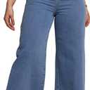 Women's Wide Leg Jeans 90s Zipper Fly Raw Hem Cropped Mid Rise Straight Leg Jeans Denim Pants (X-Large, 115-light Blue)
