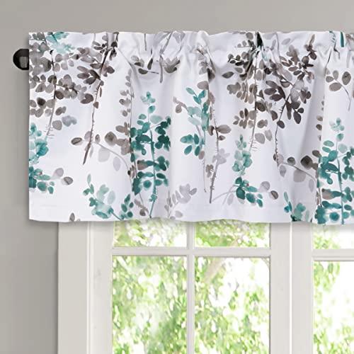 H.VERSAILTEX Valance for Kitchen Windows/Bathroom/Living Room/Bedroom Blackout Window Valance Thermal Insulated Rod Pocket Valance Curtains, 52" W x 18" L, 1 Panel, Grey/Teal