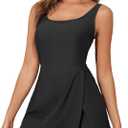 Aleumdr One Piece Swimdress Swimsuit for Women Tummy Control Split Swim Dress Skirt Bathing Suit with Pockets (Large, Black)