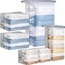 6 Pack Vacuum Storage Bags, Cube Combo (3 Jumbo+3 Medium), Vacuum Seal Bags for Clothing, Bedding, Blanket, Space Saving Closet Organization (Cream)